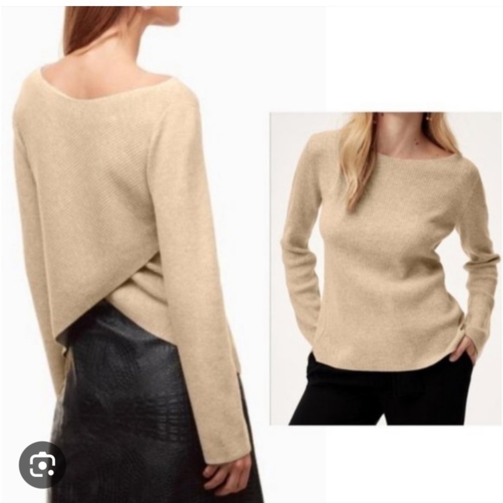 Babaton Kitano Wool & Linen Blend Cream Crossback Sweater XS